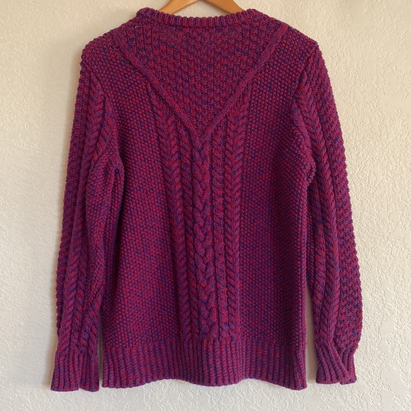 L.L. Bean Womens Signature Sweater SZ MEDIUM Purple Cable Knit Cotton Pullover - Picture 6 of 7